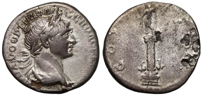 Trajan (98-117 n.e.) Denar, Rzym - Kolumna Trajana Ubytki metalu i korozja.&nbsp...
