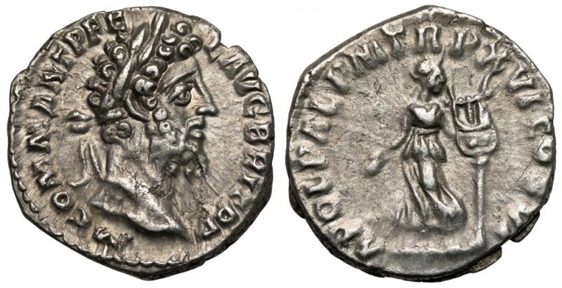 Kommodus (177-192 n.e.) Denar, Rzym Awers: Popiersie cesarza w wieńcu laurowym, ...