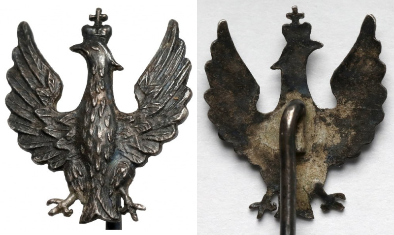 Polska, Wpinka patriotyczna z orłem - w srebrze (?) Wymiary orła: 16 x 13,5 mm. ...