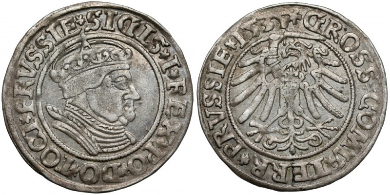 Zygmunt I Stary, Grosz Toruń 1535 Odmiana legendowa PRVSSIE / PRVSSIE. 
Referen...