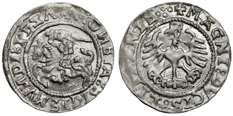 Zygmunt I Stary, Półgrosz Wilno 1527 - BŁĘDNA data - odwrócone Z Piękny połysk. ...