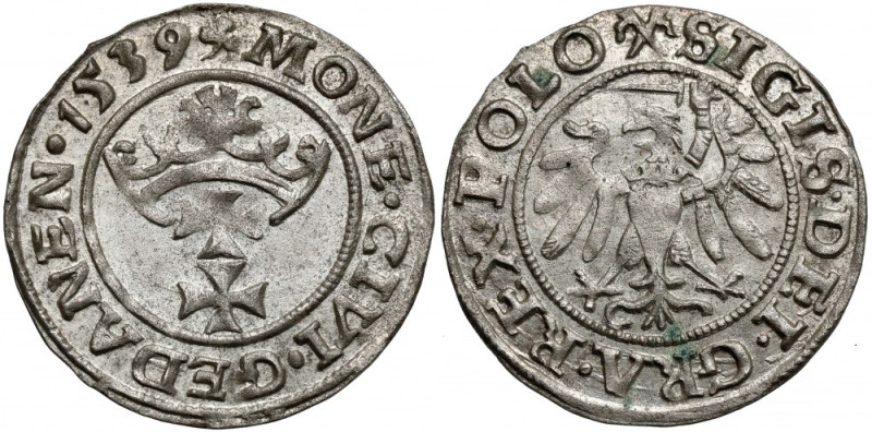 Zygmunt I Stary, Szeląg Gdańsk 1539 - piękny Pięknej prezencji moneta. Z mennicz...