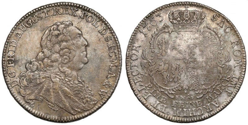 August III Sas, Talar 1763 FWóF, Drezno Bardzo ładny awers. Całość w równomierne...