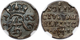 August III Sas, Szeląg Elbląg 1763 ICS
