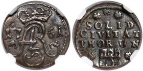 August III Sas, Szeląg Toruń 1761 - pięć rozet