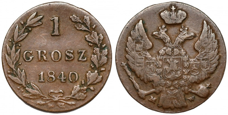 1 grosz 1840 MW, Warszawa Bardzo ładna, szufladowa sztuka. W równomiernej, czeko...