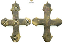 Pendant Cross. Middle Byzantine, 10thC-11thC.(8.78g, 53.2mm)
Cross necklace; bronze; straight; arms rounded at the ends, each with a pair of lateral p...