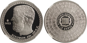 GREECE. Third Greek Republic, 1974-present. 10 Euro 2022 (Silver, 40 mm, 34.10 g, 12 h), Historians series: Xenophon, Athens, struck from dies by G. S...