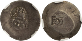 IONIAN ISLANDS, Septinsular Republic. Under partial British occupation. n/a, 1809-1814. 25 Paras 1813/4 (Silver, 21 mm, 4.00 g, 8 h), struck on a 1689...