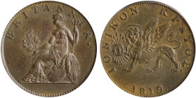 IONIAN ISLANDS, Ionian State, as a British protectorate. 1815-1864. 1/2 Obol 1819 (Copper, 21.8 mm, 4.72 g, 6 h), London, struck from dies prepared by...