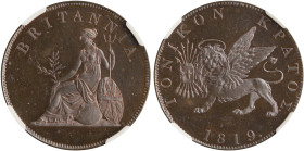 IONIAN ISLANDS, Ionian State, as a British protectorate. 1815-1864. Proof 1 Obol 1819 (Copper, 28 mm, 9.45 g, 12 h), struck in medal allignment, Londo...