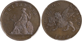 IONIAN ISLANDS, Ionian State, as a British protectorate. 1815-1864. 1 Obol 1819 (Copper, 28 mm, 9.45 g, 6 h), London mint, struck from dies prepared b...
