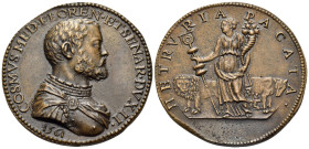 ITALY, Tuscany. Florence. Cosimo I, Duke, later Grand Duke of Tuscany, 1537-1569-1574. Medal (Bronze, 40 mm, 31.99 g, 6 h), by D. Poggini (1520-1590),...