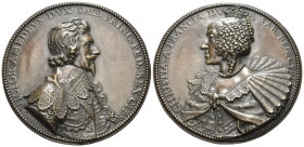 ITALY, Savoy. Victor Amadeus I, Duke, 1587-1630-1637. Medal (Bronze, 104 mm, 295.00 g, 12 h), with his wife Christine de France (1606-1663) by Guillau...