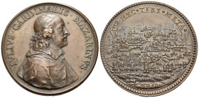 FRANCE. Jules Mazarin, Cardinal and Prime Minister of France, 1602-1641-1642-1661. Medal (Bronze, 53 mm, 62.10 g, 12 h), a struck medal, muling an obv...