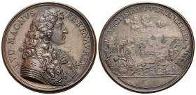 FRANCE. Louis XIV, 1643-1715. Medal (Bronze, 50 mm, 51.20 g, 12 h), unsigned, but by Jean Warin, undated, but 1671. LVD∙MAGNVS∙ ∙FR∙ET∙NAV∙REX Bare-he...