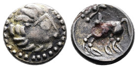 Celtic Eastern Celtic Tribes, imitating imitations of Philip II of Macedon, circa 2nd.-1st. Century BC. Silver (Plated?) Drachm (13 mm, 2.04 g.) 'Kuge...