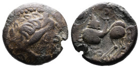 Lower Danube. Circa 3rd Century BC. Billon Tetradrachm (21 mm, 8.95 g.), Imitating Philip III of Macedon, Celticized laureate head of Zeus to right. R...