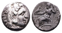 Kings of Macedon. Alexander III 'the Great', 336-323 BC. AR Drachm ( 15 mm, 3.58 g.) Kolophon. Head of Herakles right, wearing lion skin. Rev. AΛΕΞΑΝΔ...