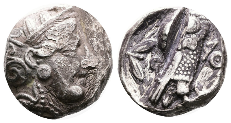 Attika. Athens, circa 454-404 BC. Silver Tetradrachm (22 mm, 16.91 g.). Helmeted...