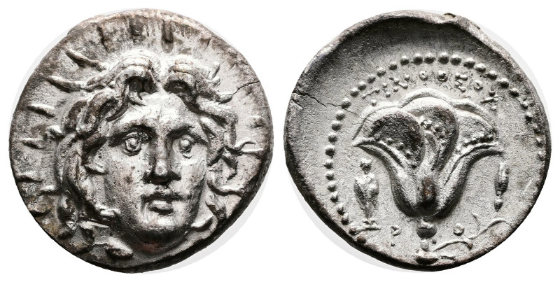 Islands off Caria. Rhodes, ca. 205-190 BC. Silver Didrachm ( 20 mm, 6.45 g.). Ti...