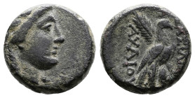 Seleucid Kingdom, Achaios, usurper, 220-214 BC. ( 16 mm, 5.24 g.), Sardes. Laureate head of Apollo to right. Rev. ΒΑΣΙΛΕΩΣ ΑΧΑΙΟY Eagle standing right...
