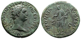 Domitian. 81 - 96 AD. Bronze As ( 27 mm, 12.36 g.). Rome mint, struck 92-94 AD. IMP CAES DOMIT AVG GERM COS XVI CENS PER P P, laureate head of Domitia...