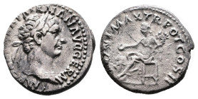 Trajan, 98 – 117 AD. Silver Denarius ( 16 mm, 3.50 g.). Rome mint, February – Autumn 98 AD. IMP CAES NERVA TRAIAN AVG GERM, laureate head of Trajan to...