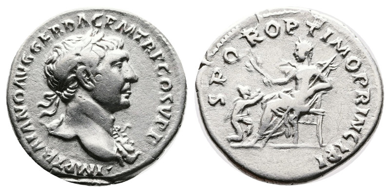 Trajan. 98 - 117 AD. Silver Denarius. ( 20 mm, 3.23 g.). Rome mint, struck 106-1...
