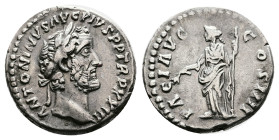 Antoninus Pius, 138-161 AD. Silver Denarius ( 17 mm, 3.29 g). Rome, 159-160 AD. ANTONINVS AVG PIVS P P TR P XXIII, laureate head of Antoninus Pous to ...