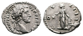 Antoninus Pius, 138-161 AD. Silver Denarius ( 18 mm, 3.45 g.), Rome, 153-154 AD. ANTONINVS AVG PIVS P P TR P XVII Laureate head of Antoninus Pius to r...
