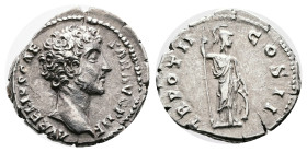 Marcus Aurelius, as Caesar, 139-161 AD. Silver Denarius ( 18 mm, 2.94 g.). Rome, 148-149 AD. AVRELIVS CAESAR AVG PII F Bare head of Marcus Aurelius to...