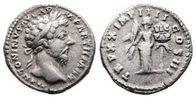 Marcus Aurelius. 161 - 180 AD. Silver Denarius. ( 19 mm, 3.42 g.). Rome mint, .M ANTONINVS AVG ARM PARTH MAX, laureate head of Marcus Aurelius to righ...