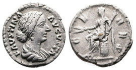 Faustina II Junior, 147-176 AD. Silver Denarius ( 18 mm, 2.71 g.) Rome. FAVSTINA AVGVSTA. Draped bust of Faustina II to right. Rev. CERES. Ceres, veil...