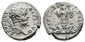 Septimius Severus, 193-211 AD. Silver Denarius. ( 18 mm, 2.99 g.). Rome, struck 201 AD. SEVERVS PIVS AVG, laureate head of Septimius Severus right. Re...