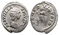 Plautilla, wife of Caracalla, 202-205 AD. Silver Denarius (17.6 mm, 2.76 g.), Rome mint. PLAVTILLA – AVGVSTA, draped bust to right. Rev. VENVS VICTRIX...