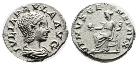 Julia Paula, 219-220 AD. Silver Denarius ( 18 mm, 3.54 g.). Rome mint. IVLIA PAVLA AVG, draped bust of Julia Paula to right. Rev. VENVS GENETRIX, Venu...