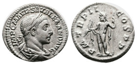 Severus Alexander, 222-235 AD. Silver Denarius ( 19 mm, 2.99 g.). Rome mint, 223 AD. IMP C M AVR SEV ALEXAND AVG, laureate and draped bust of Severus ...