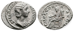 Orbiana (wife of Severus Alexander). 225-227 AD. Silver Denarius (20.1 mm, 2.09 g.). Rome mint, 225 AD. SALL BARBIA – [OR]BIANA AVG, diademed and drap...