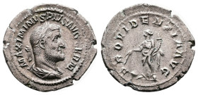 Maximinus I Thrax, 235-238 AD. Silver Denarius ( 22 mm, 2.79 g.). Rome mint, 235-236 AD. IMP MAXIMINVS PIVS AVG, laureate, draped and cuirassed bust o...