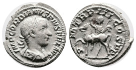 Gordian III, 238-244 AD. Silver Denarius ( 20 mm, 3.60 g.). Rome, 240 AD. IMP GORDIANVS PIVS FEL AVG Laureate, draped and cuirassed bust of Gordian II...