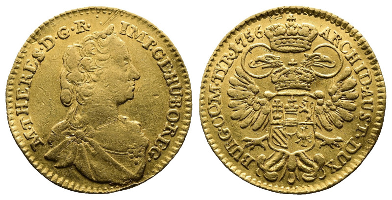 House of Habsburg, Maria Theresia, 1740-1780. Gold Ducat (21mm, 3,44 g.). Draped...