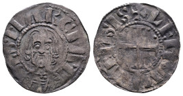 Limoges. Abbaye Saint Martial, 12th. Century. AR Denier (18 mm, 1,14 g.). SCS • MARCIAL Facing bust of St. Martial. Rev. ✠ LEMOVICENSIS Cross pattée, ...