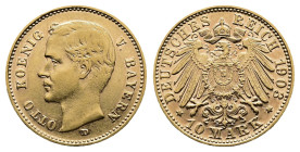 Germany, Bavaria, Otto, 1886-1913. 10 Mark 1903 D, (20mm, 3,99 g.). Munich. Good very fine.