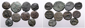 Greek. Nice Selection of 10 Bronze Coins from different Greek Mints. VF-F. SOLD AS SEEN, NO RETURN!