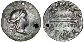 MACEDON. Amphipolis. (circa 167-149 BC). Under Roman Protectorate. Republican period. First Meris
AR Tetradrachm (31mm, 15,90g)
Obv: Diademed and drap...