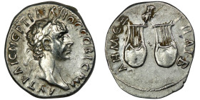 LYCIA. Koinon of Lycia. Trajan (AD 98-117)
AR Drachm (18mm, 3,51g)
Obv: ΑΥΤ ΚΑΙϹ ΝΕΡ ΤΡΑΙΑΝΟϹ ϹΕΒ ΓΕΡΜ. 
Laureate head right 
Rev: ΔΗΜ ΕΞ ΥΠΑΤ Β.
Two ...