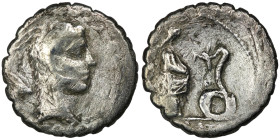L. Roscius Fabatus (59 BC). Rome mint
AR Serrate Denarius (18mm, 3,56g)