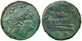 Anonymous. (Circa 217-215 BC). Rome. Semi-Libral standard
AE Sextans (30mm, 23,67g)
Obv: Head of Mercury right, wearing winged petasus; •• (mark of va...