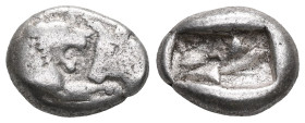 Greek Coins. KINGDOM OF LYDIA. Kroisos. Silver 1/16 Stater, circa 561-546 BC. Sardes. Obv: confronted foreparts of lion right and bull left. Rev: incu...